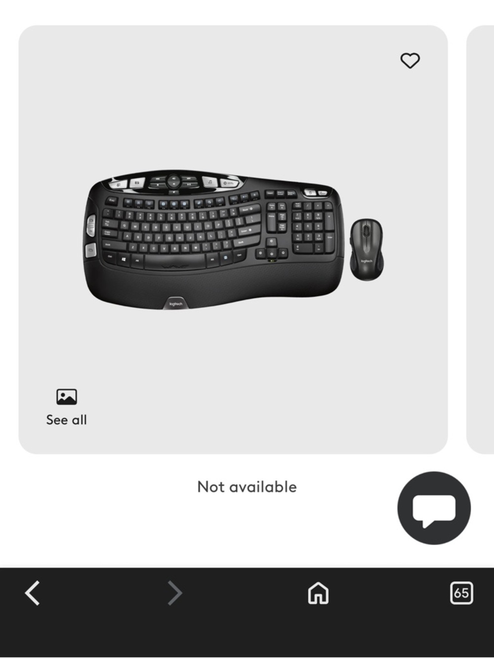 Logitech Comfort Wave Black Wireless Ergonomic Keyboard and Mouse Set
